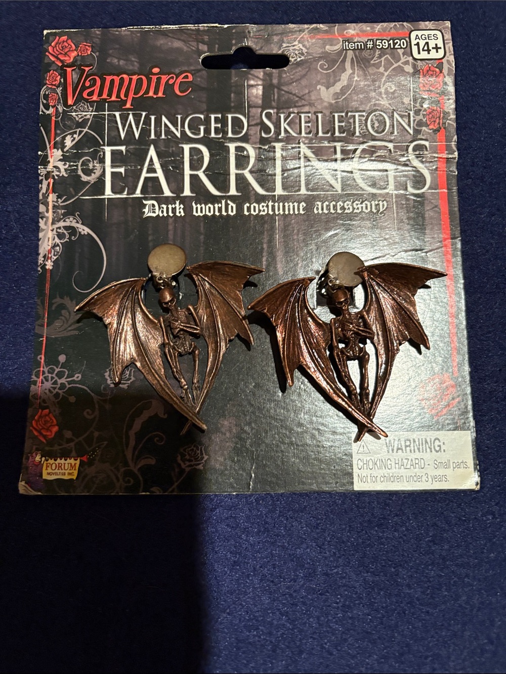 Winged Skeleton Earrings – Bronze Bat Wing Gothic Accessory